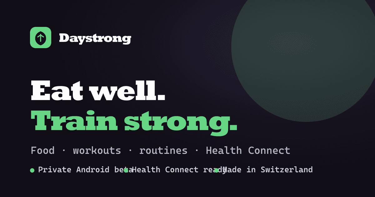 Daystrong beta branding for the nutrition and strength mobile app